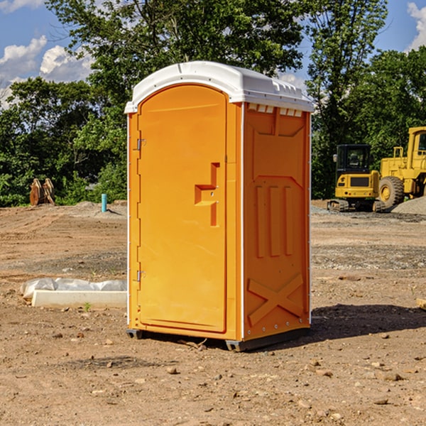 how often are the portable restrooms cleaned and serviced during a rental period in Schoenchen